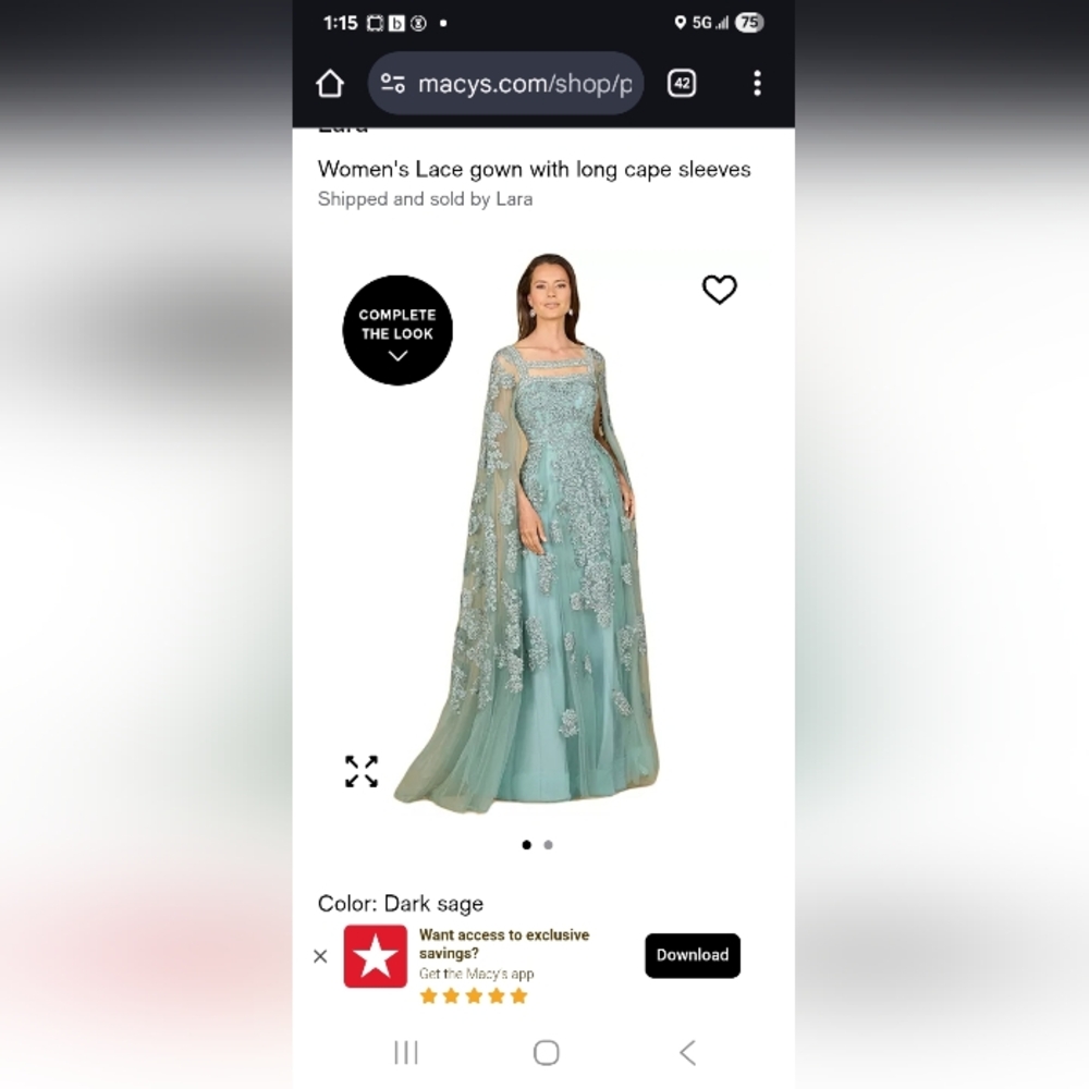 Lara Woments Lace Gown With Long Cape Sleeves